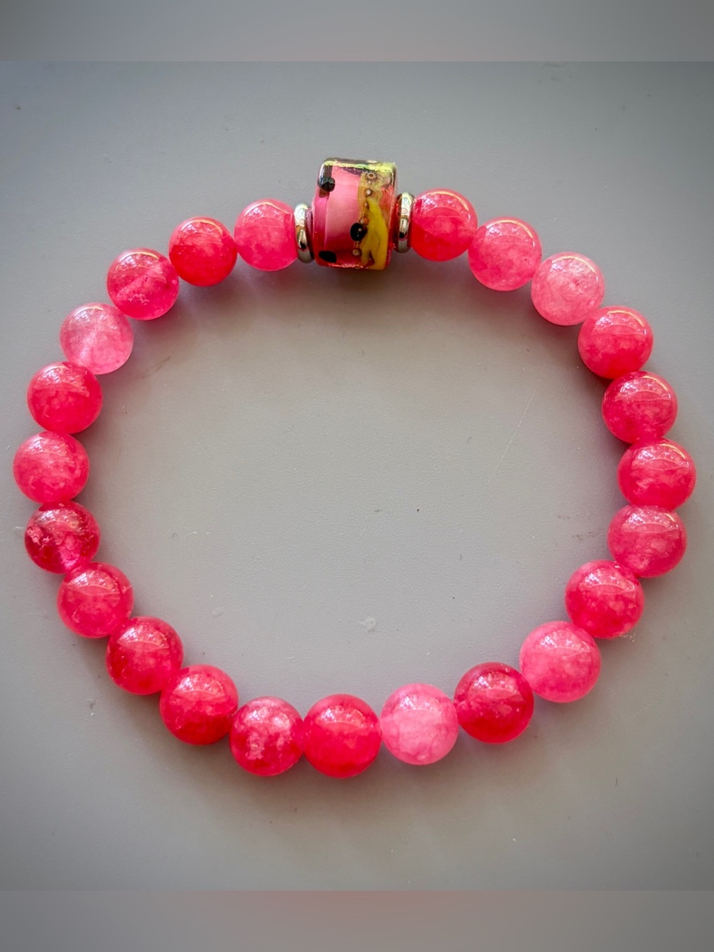 Pink Rose Jade Handcrafted Beaded Bracelet